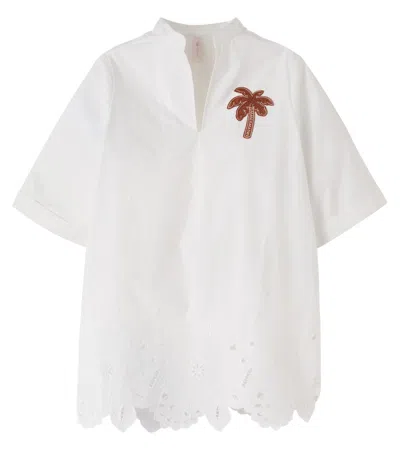 Zimmermann Indra Embroidered Cotton Poplin Dress In White