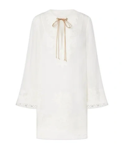Zimmermann Indra Embroidered Ramie Minidress In White