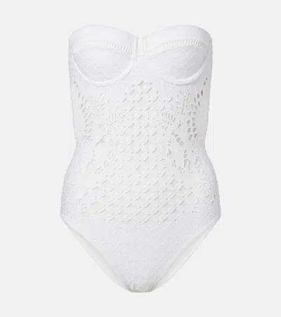Zimmermann Indra Embroidery One-piece Swimsuit In Ivory In White