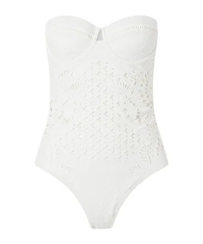 Zimmermann Indra Embroidered Swimsuit In White