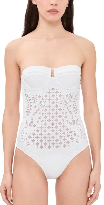 Zimmermann Indra Embroidery One-piece Swimsuit In Ivory In White