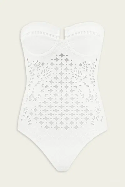 Zimmermann Indra Embroidery One-piece Swimsuit In Ivory In White