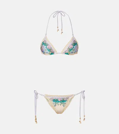 ZIMMERMANN INDRA FLORAL METALLIC-EFFECT BIKINI