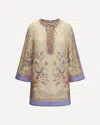 Zimmermann Womens Biscuit Scarf Floral Indra Floral-print Linen Tunic Mini Dress Xs In Multi