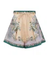 Zimmermann Womens Cream Scarf Floral Indra Tuck Printed Linen Shorts In Brown