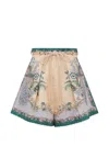 Zimmermann Indra Belted Mid-rise Floral-print Linen Shorts In Multi