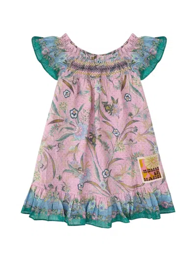 Zimmermann Kids' Indra Floral-print Dress In Pink