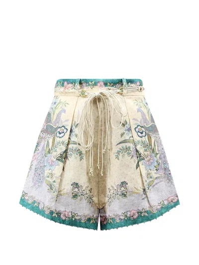 Zimmermann Indra Floral-print Linen Shorts In Multi