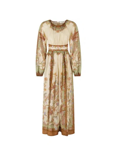 Zimmermann Indra Floral-print Maxi Dress In Neutral
