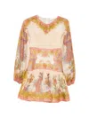 Zimmermann Womens Chartreuse Scarf Floral Indra Floral-print Cotton And Silk-blend Mini Dress Xxs In Multi