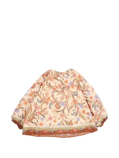 Zimmermann Kids' Indra Floral-print Top In Neutral