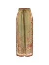 Zimmermann Womens Khaki Scarf Floral Indra Wide-leg Silk Trousers In Multi