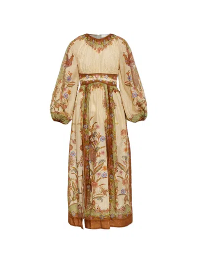 Zimmermann Indra Floral-print Waisted Maxi Dress In Multi