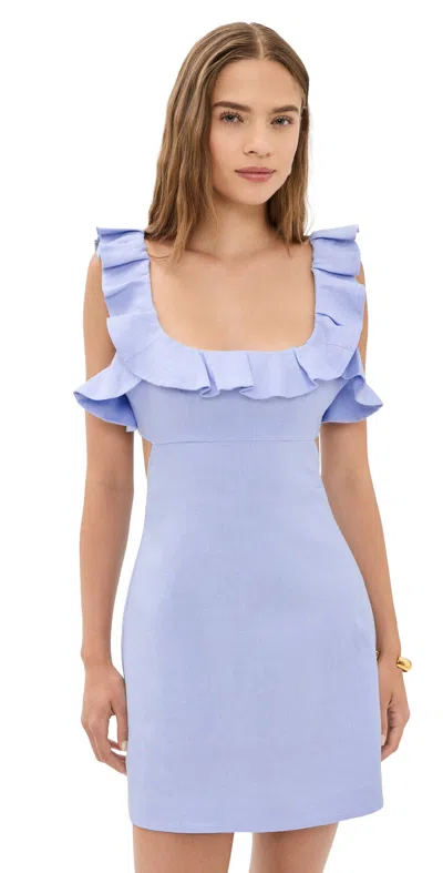 Zimmermann Indra Frilled Mini Dress Sky In Blue