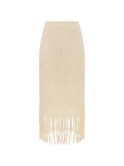 Zimmermann Indra Fringed Crocheted Cotton Maxi Skirt In Neutral