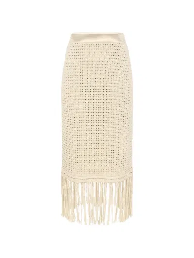 Zimmermann Indra Fringe-trimmed Skirt In Pink