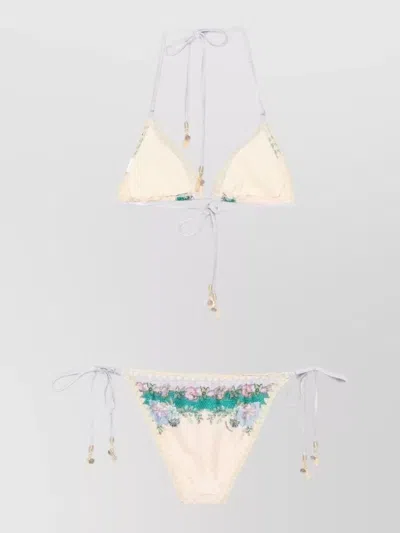 Zimmermann Indra Halter Neck Triangle Bikini Set In White