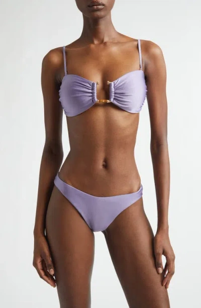 Zimmermann Indra Hardware Bandeau Two-piece Swimsuit In Purple