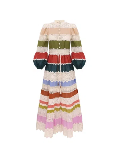 Zimmermann Indra Lace-panelled Tiered Maxi Dress In Multi