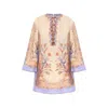 Zimmermann Womens Biscuit Scarf Floral Indra Floral-print Linen Tunic Mini Dress Xs In Multi