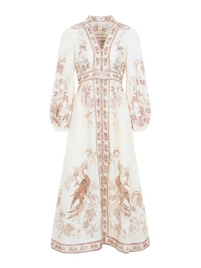 Zimmermann Indra Linen Long Dress In Neutral