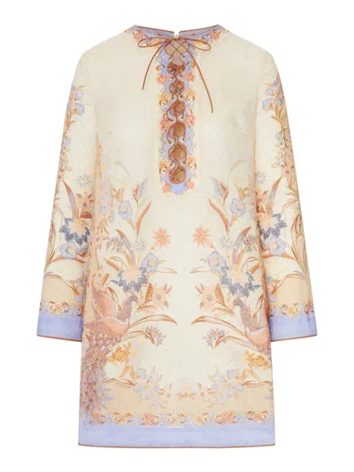Zimmermann Indra Linen Mini Tunic Dress In Neutral