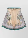 Zimmermann Womens Cream Scarf Floral Indra Tuck Printed Linen Shorts In Multi