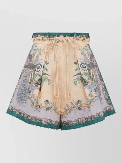 ZIMMERMANN INDRA LINEN SHORTS HIGH WAIST TRIM