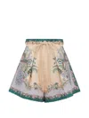Zimmermann Womens Cream Scarf Floral Indra Tuck Printed Linen Shorts In White