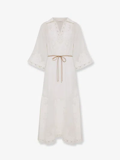 Zimmermann Indra Long Ramie Dress In White