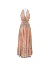 Zimmermann Womens Pink Scarf Floral Indra Printed Halter-neck Silk And Cotton Maxi Dress In Neutral