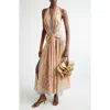 Zimmermann Womens Pink Scarf Floral Indra Printed Halter-neck Silk And Cotton Maxi Dress In Multi