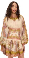 Zimmermann Womens Chartreuse Scarf Floral Indra Floral-print Cotton And Silk-blend Mini Dress Xxs In Multi