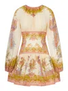 Zimmermann Womens Chartreuse Scarf Floral Indra Floral-print Cotton And Silk-blend Mini Dress Xxs In Neutral