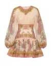 Zimmermann Womens Chartreuse Scarf Floral Indra Floral-print Cotton And Silk-blend Mini Dress In Multi