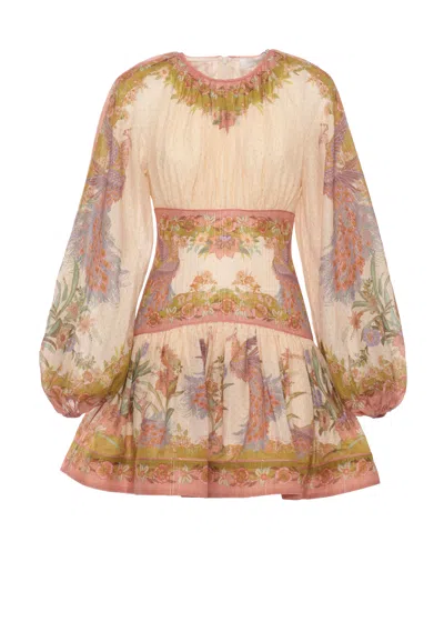 ZIMMERMANN INDRA MINI DRESS WITH FLORAL PATTERN AND LUREX DETAILS