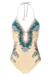 Zimmermann Womens Cream Scarf Floral Indra Crochet-detail One-piece Swimsuit In Multi