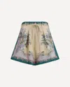 Zimmermann Womens Cream Scarf Floral Indra Tuck Printed Linen Shorts In Blue