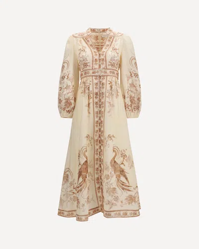Zimmermann Indra Plunge Floral Dress In Brown