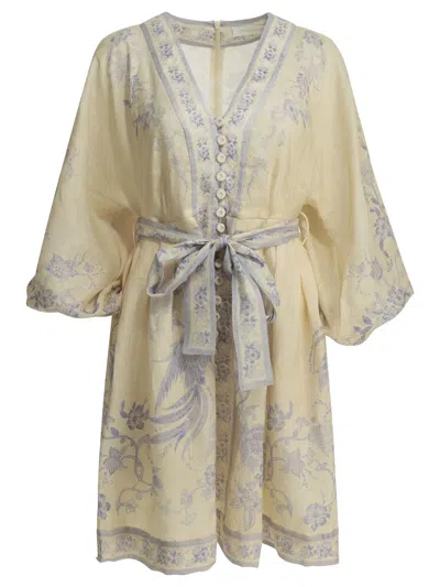 Zimmermann "indra Plunge" Short Dress In White