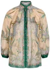 Zimmermann Indra Printed Metallic Cotton And Silk-blend Blouse In Multi