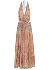 Zimmermann Womens Pink Scarf Floral Indra Printed Halter-neck Silk And Cotton Maxi Dress In Multi