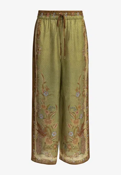 Zimmermann Indra Printed Pants In Green