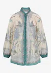 Zimmermann Womens Cream Scarf Floral Indra Billow Cotton And Linen Blend Blouse Xs In Multi