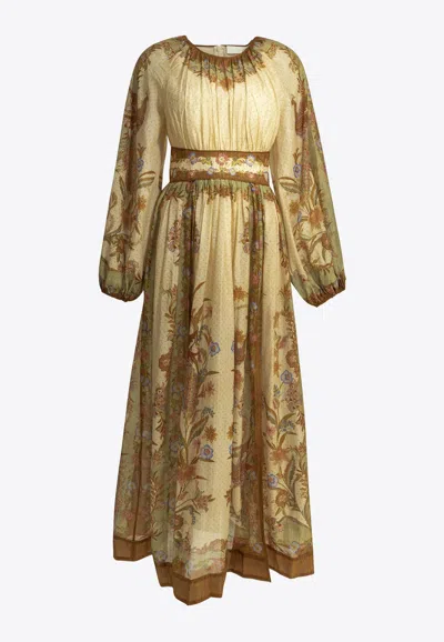 Zimmermann Indra Puff-sleeved Floral Dress In Multi