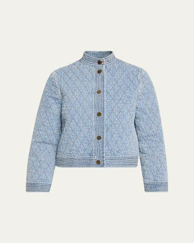 Zimmermann Indra Quilted Denim Jacket In Blue