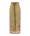 Zimmermann Womens Khaki Scarf Floral Indra Wide-leg Silk Trousers In Green