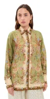 Zimmermann Womens Khaki Scarf Floral Indra Printed Silk Shirt Xs In Multi