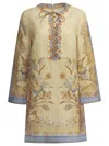 Zimmermann Womens Biscuit Scarf Floral Indra Floral-print Linen Tunic Mini Dress Xs In Brown