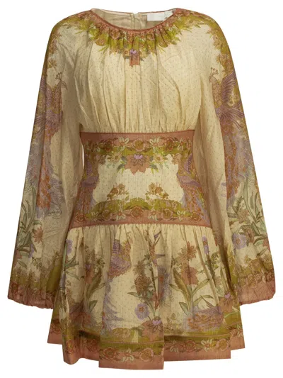 Zimmermann "indra" Short Dress In Yellow